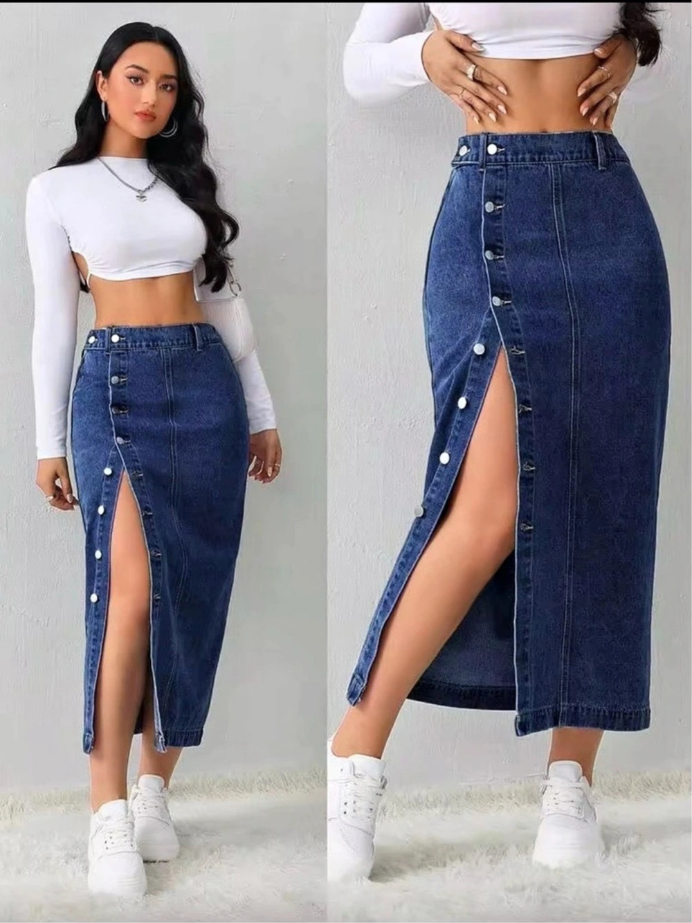 Denim Maxi Skirt Blue Like New